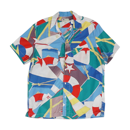 Multi Abstract Short Sleeve Button Down