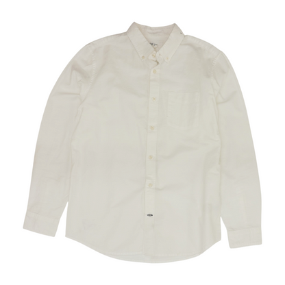 White Solid Long Sleeve Button Down