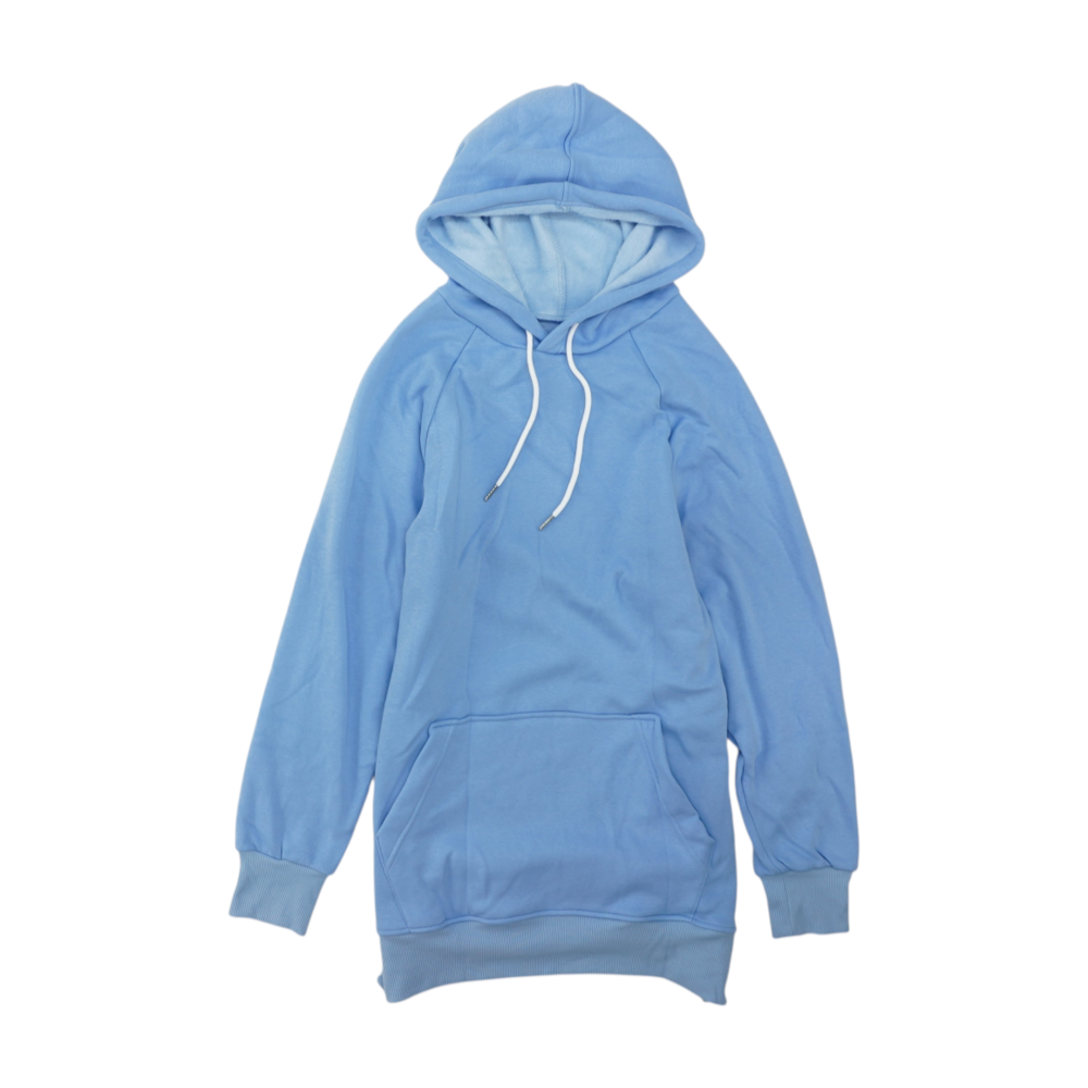 Blue Solid Hoodie Pullover