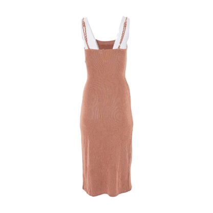 Brown Striped Midi Dress