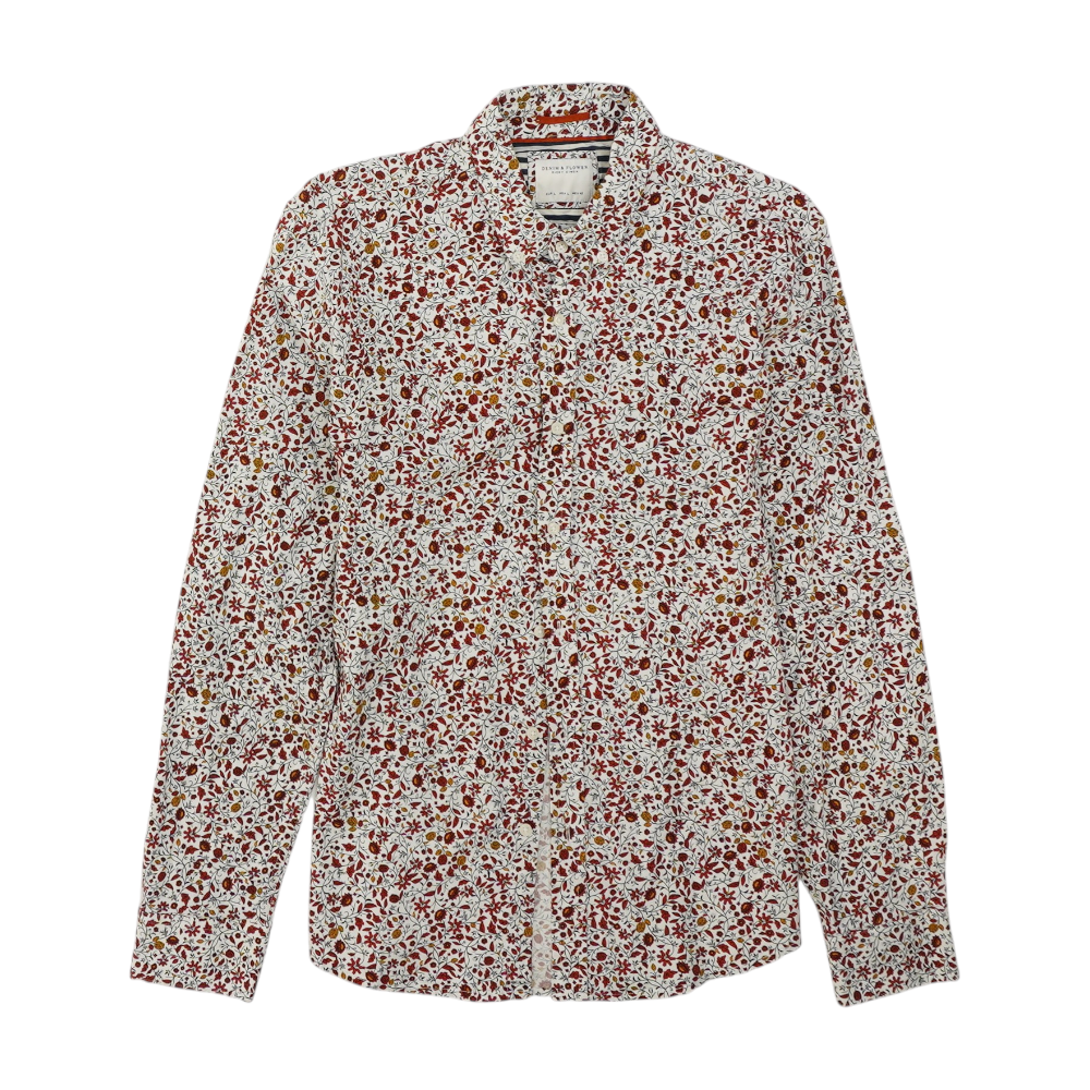 Red Floral Long Sleeve Button Down