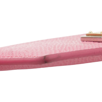Pink Leather Card Holder with Tag