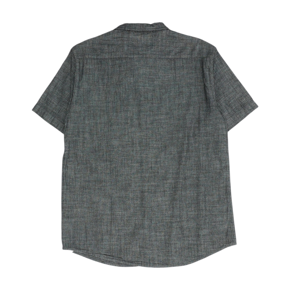 Black Solid Short Sleeve Button Down