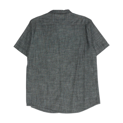Black Solid Short Sleeve Button Down