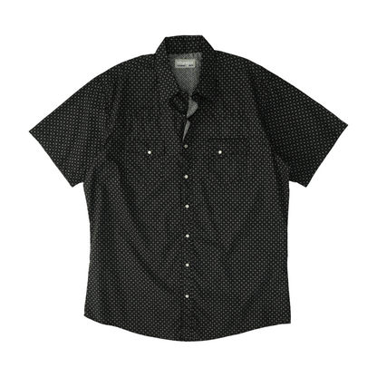 Black Tall Print Short Sleeve Button Down