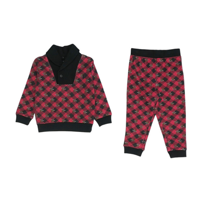 Red Print Long Sleeve Set