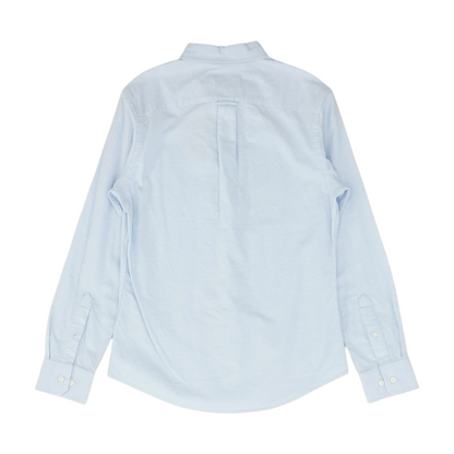 Blue Solid Long Sleeve Button Down