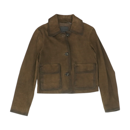 Brown Solid Leather Jacket