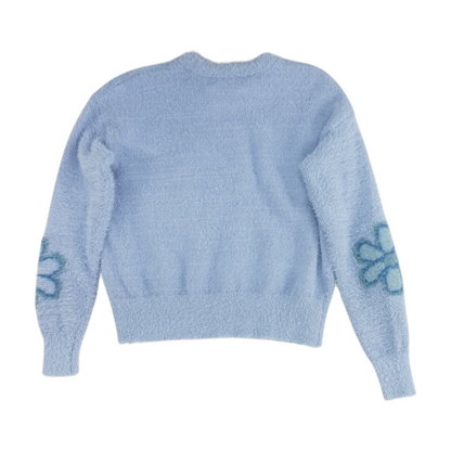 Blue Floral Pullover Sweater