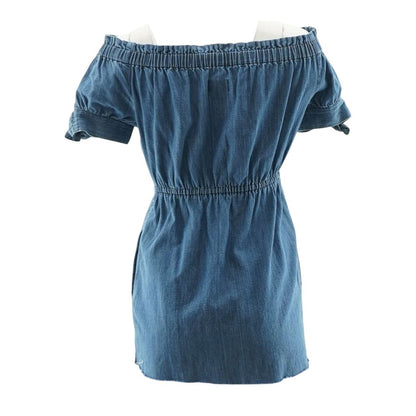 Blue Solid Mini Dress