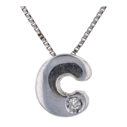 18K White Gold Diamond Pendant Necklace