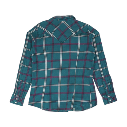 Wrangler Teal Plaid Flannel Button Down – Image 2