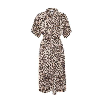 Brown Animal Print Midi Dress
