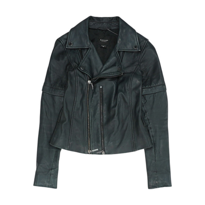 Black Solid Leather Jacket