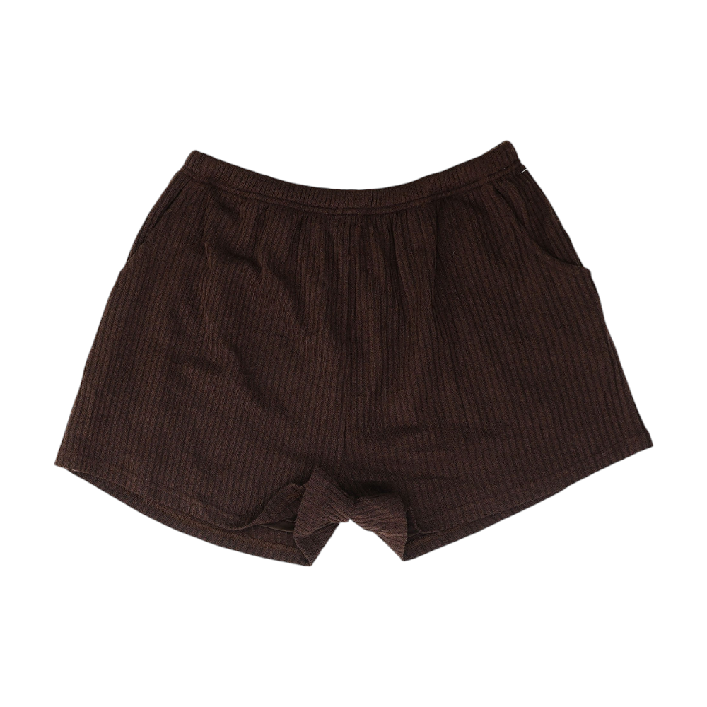 Brown Solid Knit Shorts