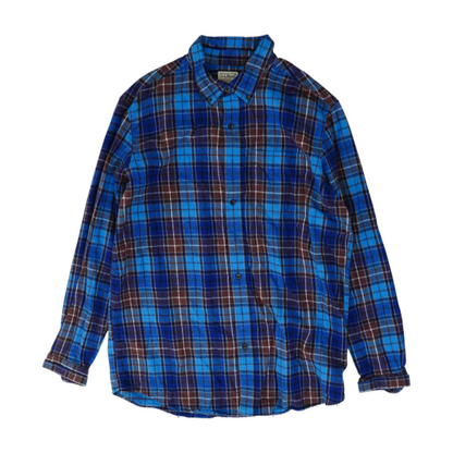 Blue Tall Plaid Flannel Button Down