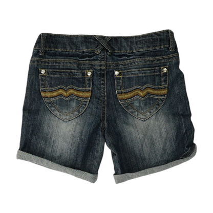 Blue Solid Denim Shorts