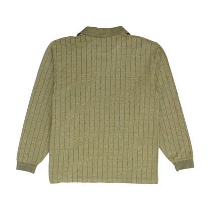 Beige Check Long Sleeve Polo