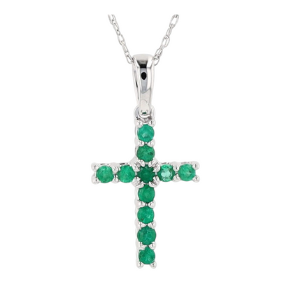 1/5 ctw 14K White Gold Emerald Pendant Necklace