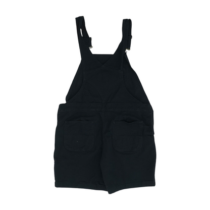 Black Solid Overalls Shorts