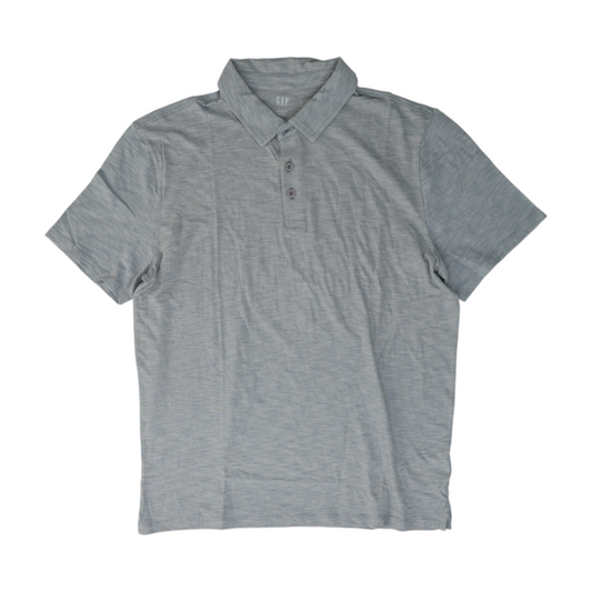 Gray Solid Short Sleeve Polo