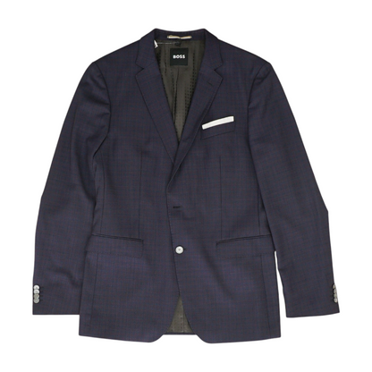 Navy Long Plaid Sport Coat
