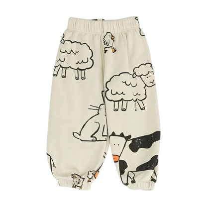 Beige Graphic Active Pants