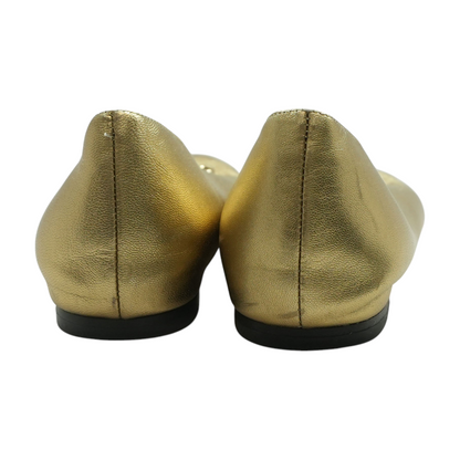 VLogo Signature Ballerina in Gold Laminated Nappa Leather