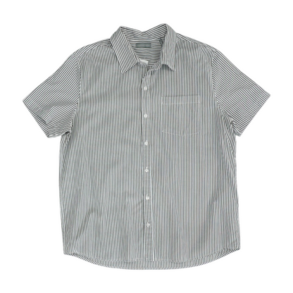 Gray Striped Short Sleeve Button Down