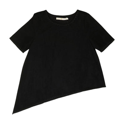 Black Solid Short Sleeve Blouse