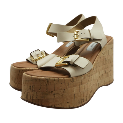 Beige Wedged Sandals