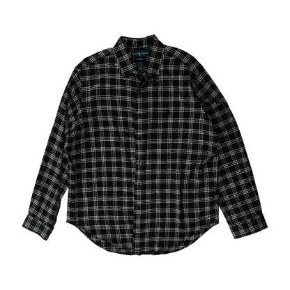 Navy Plaid Long Sleeve Button Down