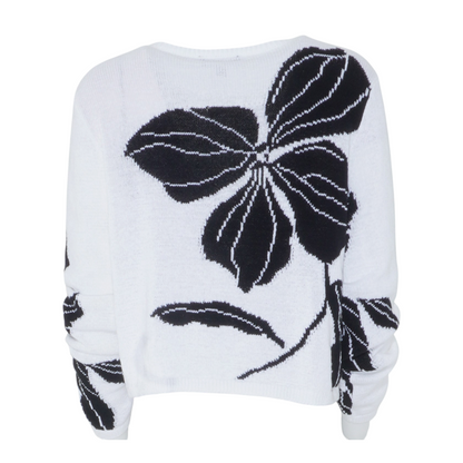 White Petite Floral Cardigan Sweater