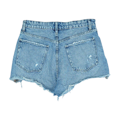 Blue Solid Denim Shorts