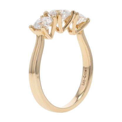 1 1/2 Ct 14K Gold Three Round Lab Grown Diamond Engagement Ring
