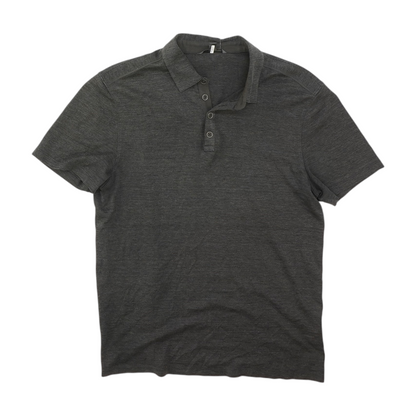 Gray Solid Short Sleeve Polo