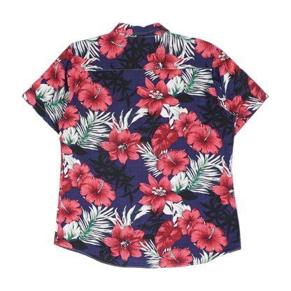 Pink Floral Short Sleeve Button Down