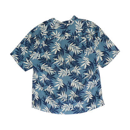 Vintage Blue Tropical Short Sleeve Button Down