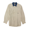 Beige Solid Long Sleeve Button Down