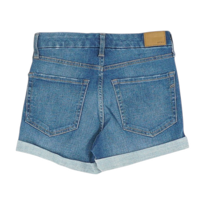 Blue Solid Denim Shorts