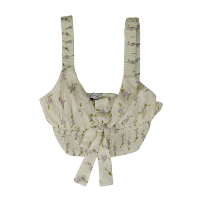 Cream Floral Cropped Blouse
