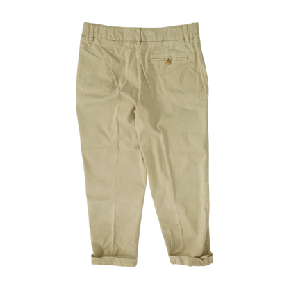 Beige Solid Chino Capris