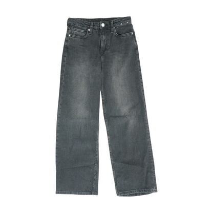 Black Solid Wide Leg Jeans