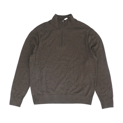 Brown Solid 1/4 Zip Sweater