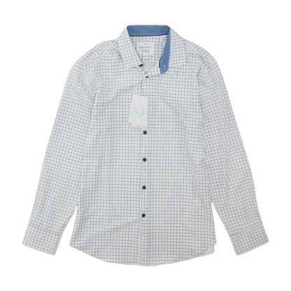 White Check Long Sleeve Button Down