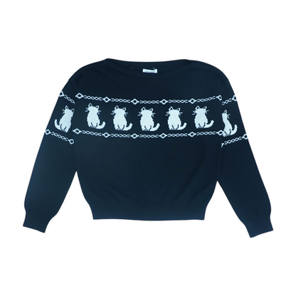 Black Print Pullover Sweater