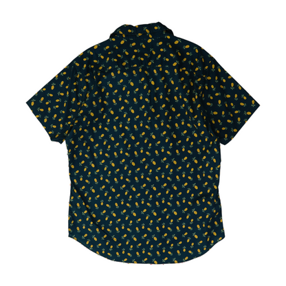 Navy Graphic Short Sleeve Button Down