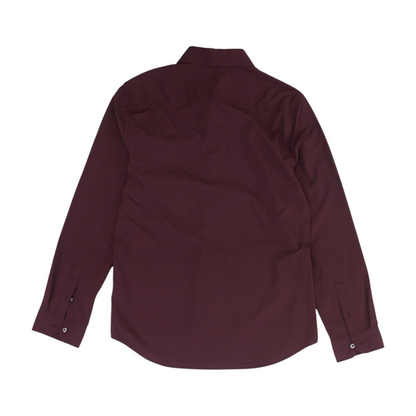 Maroon Solid Long Sleeve Button Down