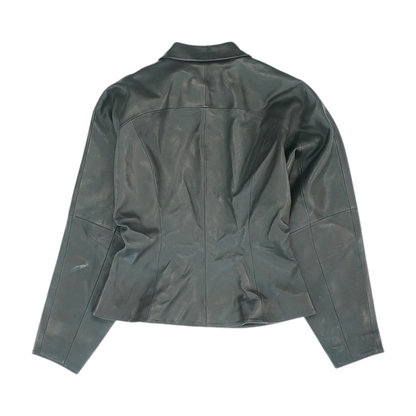 Black Solid Leather Jacket