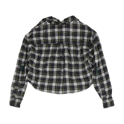 Blue Cropped Plaid Button Down